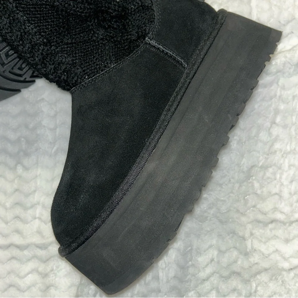 UGG Classic Sweater Letter Platform Knit Knee High Logo Boot New Without Box